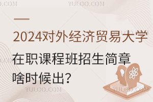 2025年对外经济贸易大学在职课程培训班招生简章啥时候出？