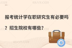 报考统计学在职研究生有必要吗？招生院校有哪些？