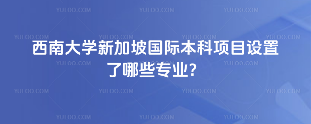 西南大学新加坡国际本科设置专业