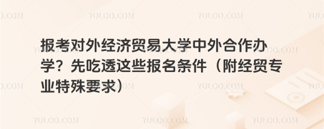 对外经济贸易大学中外合作办学报名条件