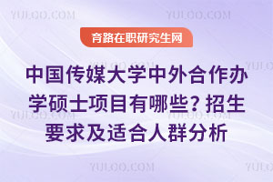 中國傳媒大學(xué)中外合作辦學(xué)碩士項目有哪些？招生要求及適合人群分析`