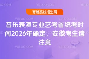 音乐表演专业艺考省统考时间2026年确定,安徽考生请注意