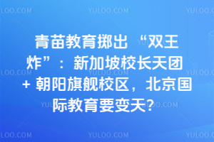 青苗教育擲出“雙王炸”：新加坡校長天團+朝陽旗艦校區(qū)，北京國際教育要變天？