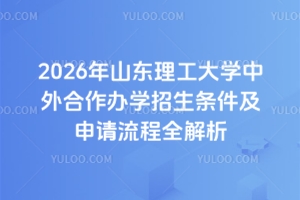2026年山东理工大学中外合作办学招生条件及申请流程全解析