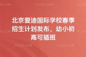 北京愛迪國際學(xué)校2026年春季招生計劃發(fā)布，幼小初高可插班