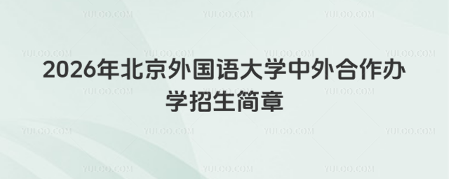 北京外国语大学中外合作办学招生简章