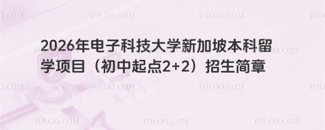 电子科技大学新加坡本科招生简章