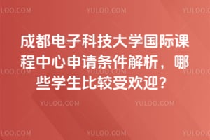 2026年成都电子科技大学国际课程中心申请条件解析，哪些学生比较受欢迎？