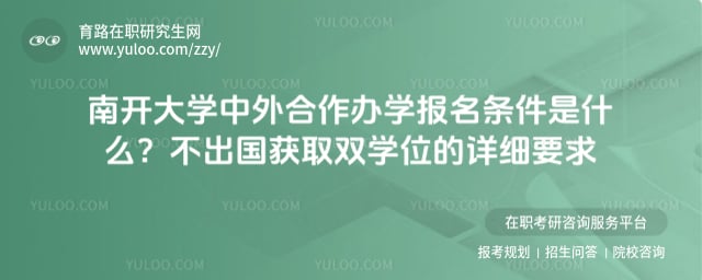 南开大学中外合作办学报名条件是什么