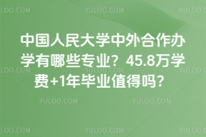 中国人民大学中外合作办学有哪些专业？45.8万学费+1年毕业值得吗？