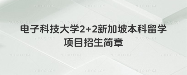 电子科技大学新加坡本科留学招生简章