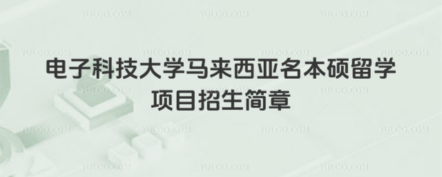 电子科技大学本硕留学招生简章