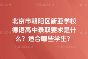 北京市朝阳区新亚学校德语高中录取要求是什么？适合哪些学生？