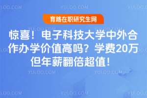 惊喜！电子科技大学中外合作办学价值高吗？学费20万但年薪翻倍超值！