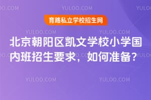 北京朝阳区凯文学校小学国内班招生要求，如何准备？