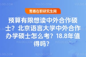 预算有限想读中外合作硕士？北京语言大学中外合作办学硕士怎么考？18.8年值得吗？