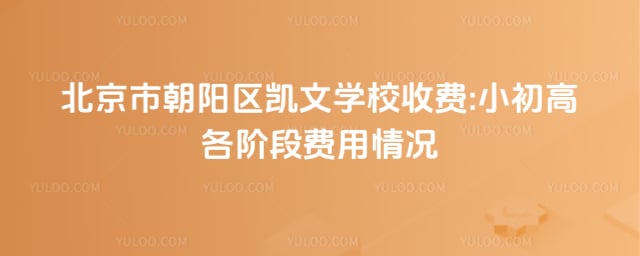 北京市朝阳区凯文学校收费