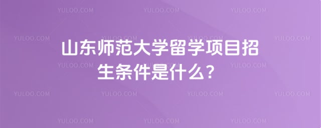 2026年山东师范大学留学项目招生条件