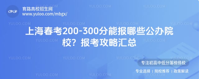 上海春考200-300分公办院校报考