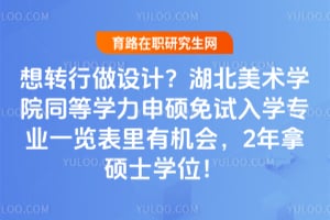 想转行做设计?湖北美术学院同等学力申硕免试入学专业一览表里有机会,2年拿硕士学位!