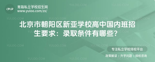 北京市朝阳区新亚学校高中国内班招生要求