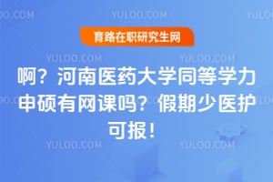 啊？河南医药大学同等学力申硕有网课吗？假期少医护可报！