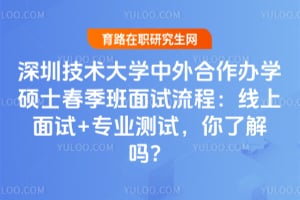 深圳技术大学中外合作办学硕士春季班面试流程：线上面试+专业测试，你了解吗？