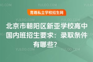北京市朝阳区新亚学校高中国内班招生要求：录取条件有哪些？