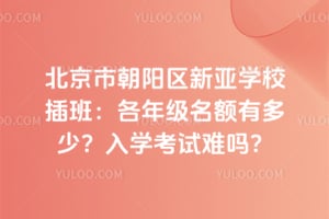 北京市朝阳区新亚学校插班：2026年各年级名额有多少？入学考试难吗？