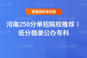 河南250分单招院校推荐,低分稳录公办专科