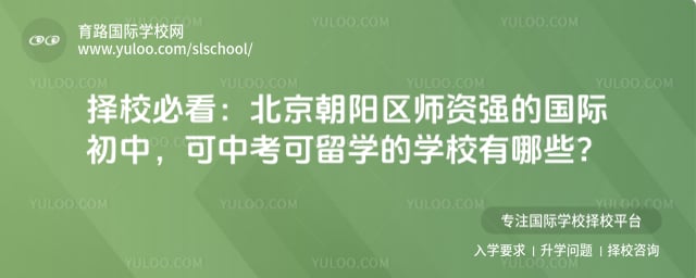 北京朝阳区师资强的国际初中