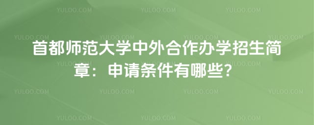 首都师范大学中外合作办学招生简章