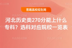 河北历史类270分能上什么专科?选科对应院校一览表