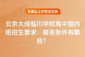 北京大成临川学校高中国内班招生要求：2026年报名条件有哪些？