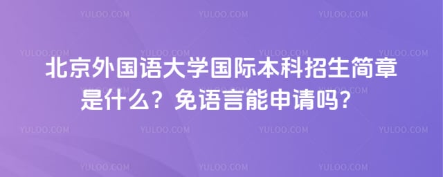 北京外国语大学国际本科招生简章