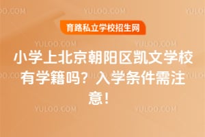 2026年小学上北京朝阳区凯文学校有学籍吗？入学条件需注意！