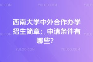 西南大学中外合作办学招生简章：2026年申请条件有哪些？