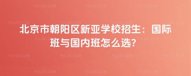 北京市朝阳区新亚学校招生