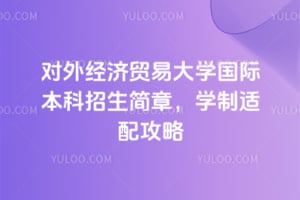 对外经济贸易大学国际本科招生简章,2026学制适配攻略
