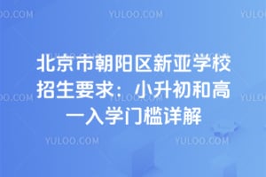 北京市朝阳区新亚学校招生要求：2026年小升初和高一入学门槛详解
