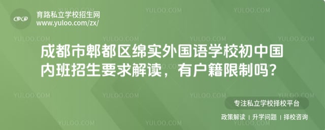 成都市郫都区绵实外国语学校初中国内班招生要求