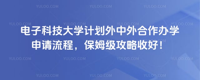 电子科技大学计划外中外合作办学申请流程