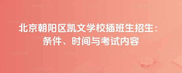 北京朝阳区凯文学校插班生招生