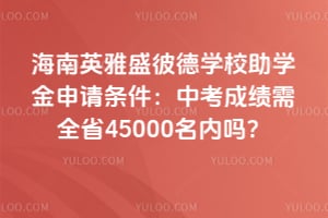 2026年海南英雅盛彼德学校助学金申请条件：中考成绩需全省45000名内吗？