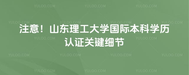 山东理工大学国际本科学历认证