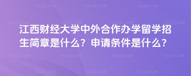江西财经大学中外合作办学留学招生简章