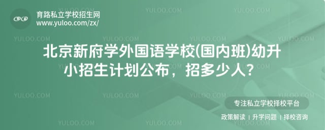 北京新府学外国语学校(国内班)幼升小招生计划