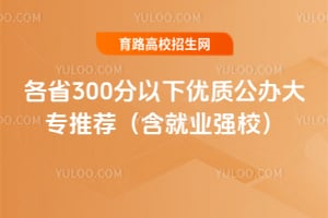 各省300分以下优质公办大专推荐(含就业强校)