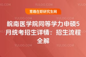 皖南医学院同等学力申硕5月统考招生详情：2026招生流程全解