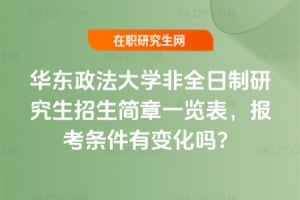 華東政法大學非全日制研究生招生簡章一覽表，2026年報考條件有變化嗎？